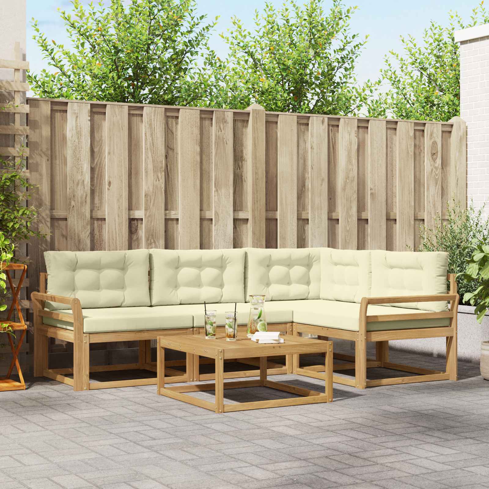 vidaXL Zestaw sof na zewnątrz 5 pcs Biały i kremowy 79 x 79 x 37 cm