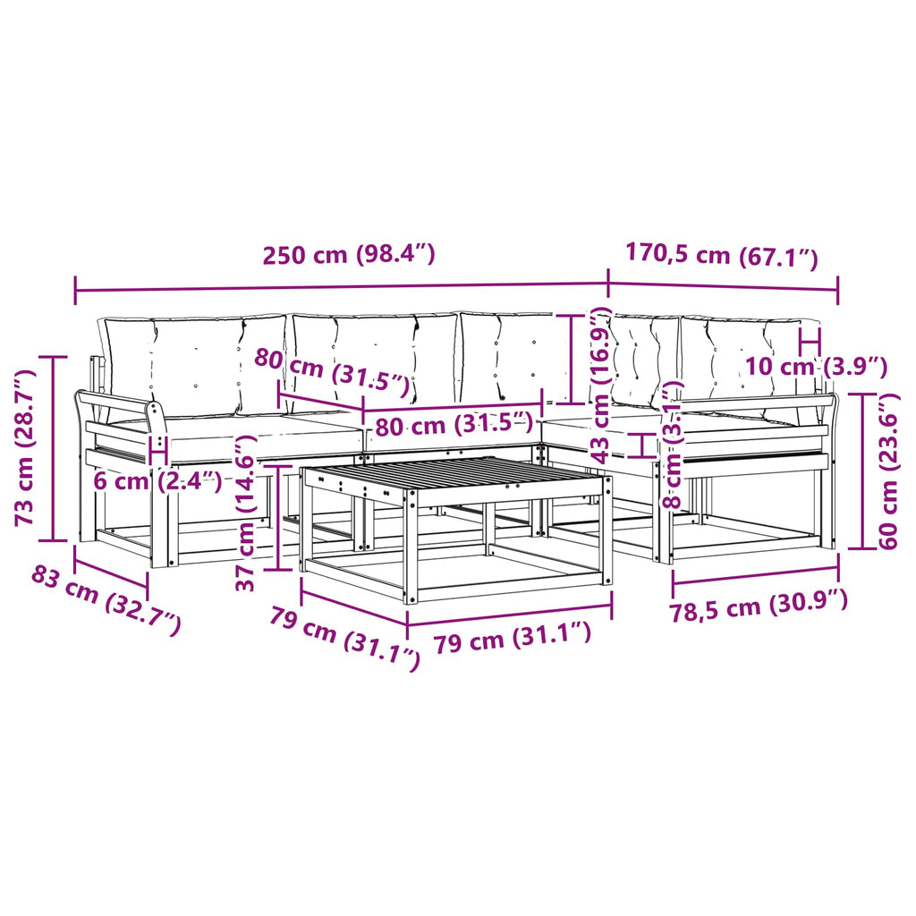 vidaXL Zestaw sof na zewnątrz 5 pcs Biały i jasnoszary 79 x 79 x 37 cm