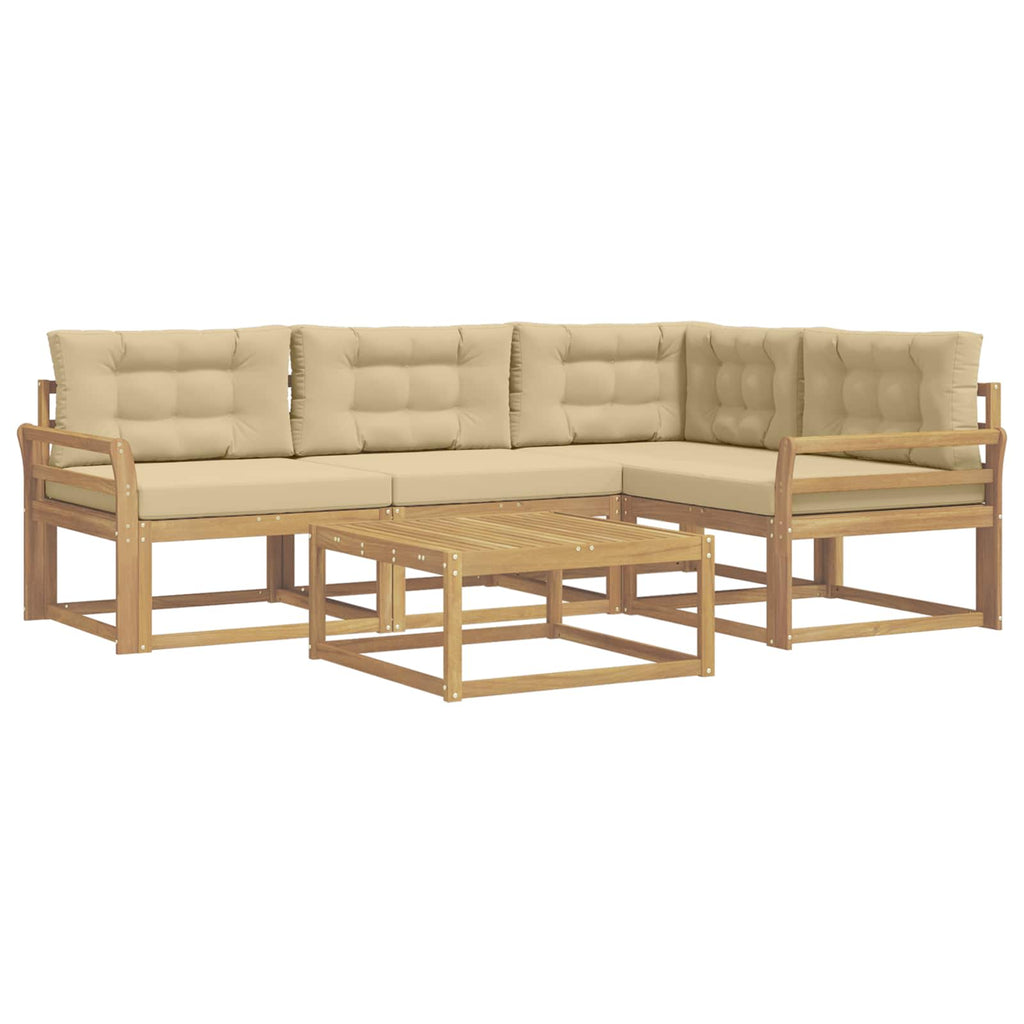vidaXL Zestaw sof na zewnątrz 5 pcs Biały i Beżowy 79 x 79 x 37 cm