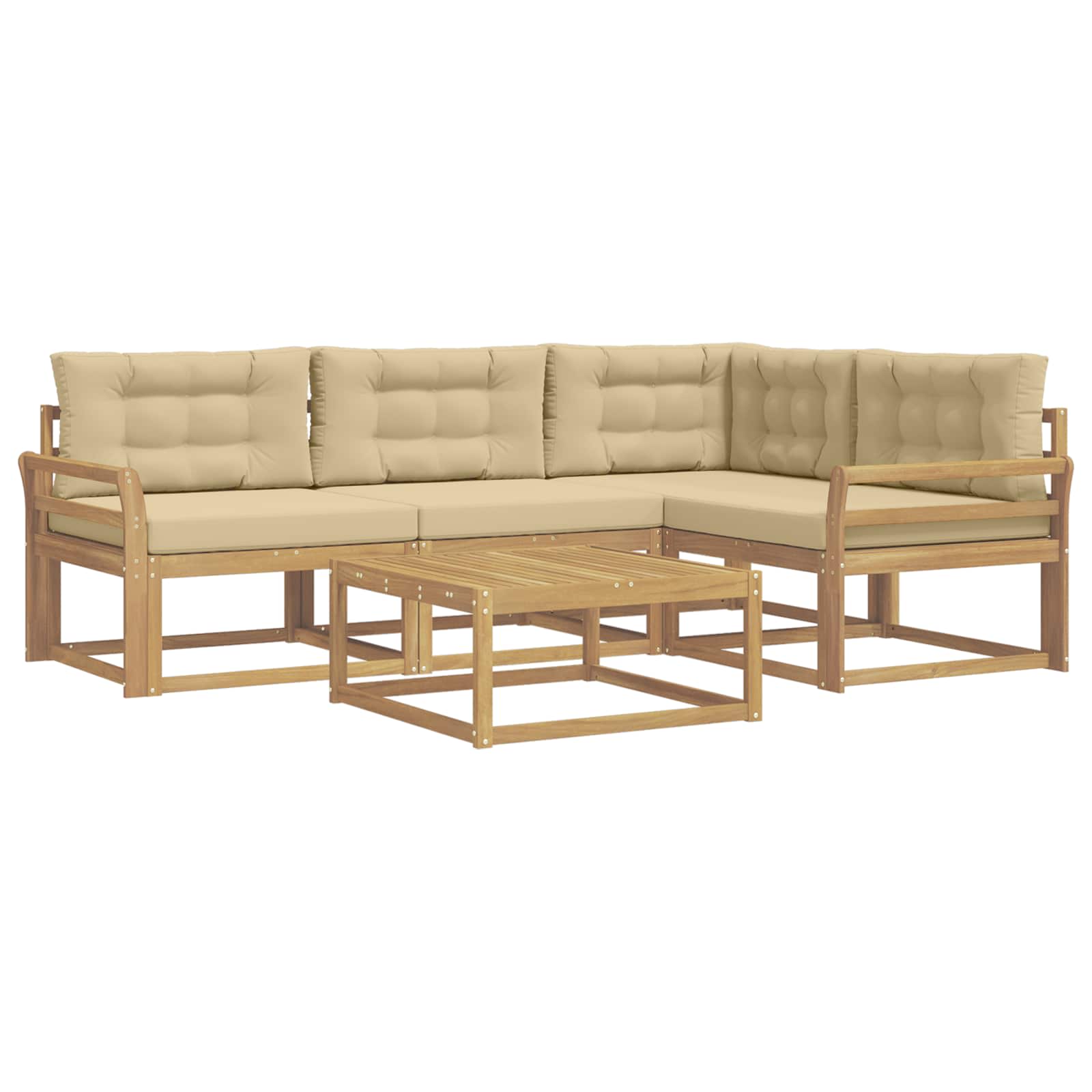 vidaXL Zestaw sof na zewnątrz 5 pcs Biały i Beżowy 79 x 79 x 37 cm