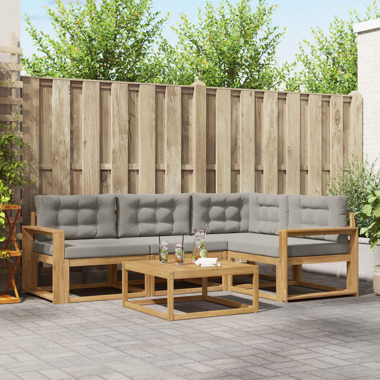 vidaXL Zestaw sof na zewnątrz 5 pcs Biały i jasnoszary 79 x 79 x 37 cm