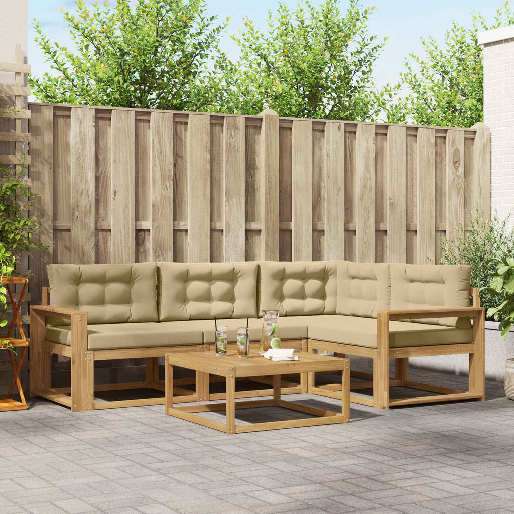 vidaXL Zestaw sof na zewnątrz 5 pcs Biały i Beżowy 79 x 79 x 37 cm