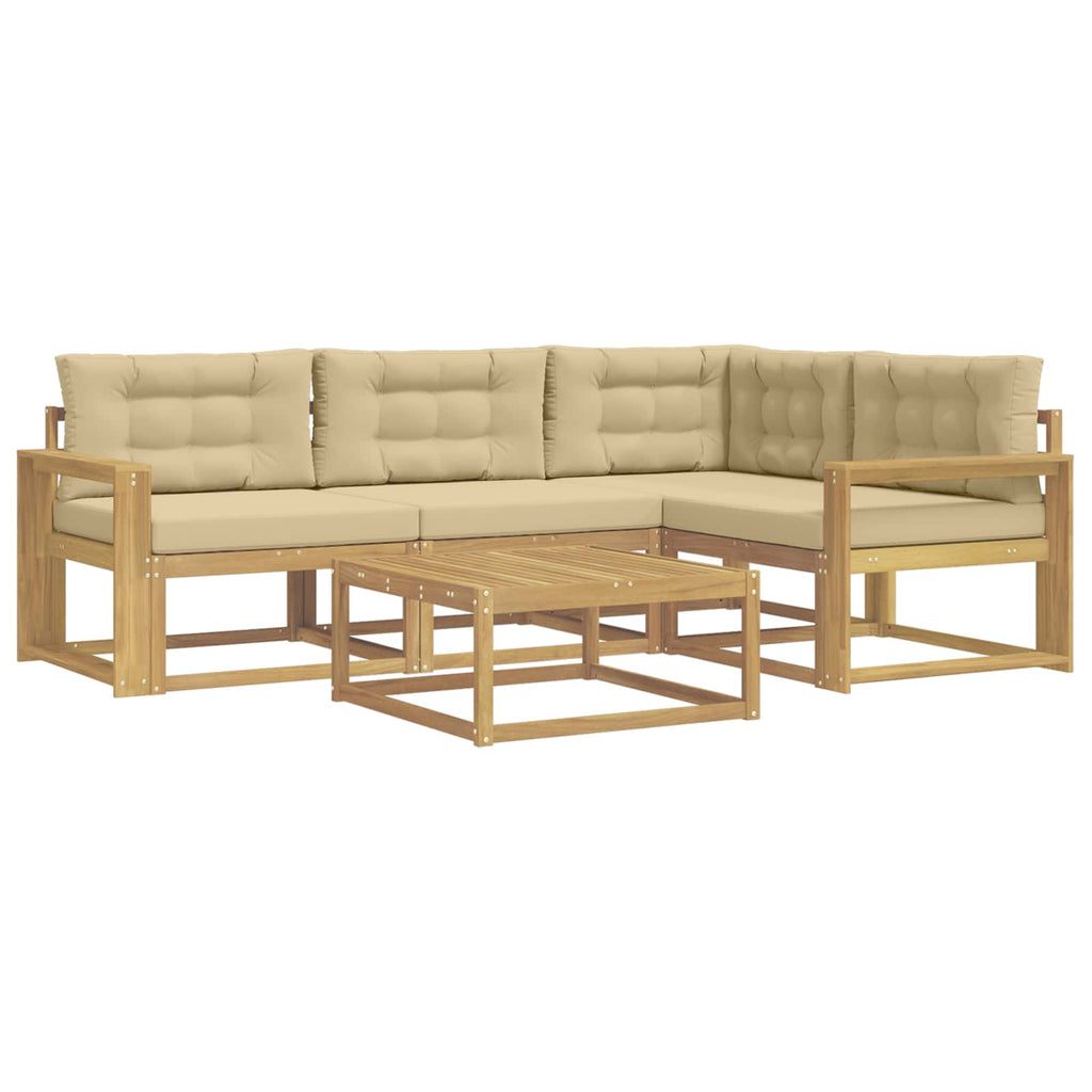 vidaXL Zestaw sof na zewnątrz 5 pcs Biały i Beżowy 79 x 79 x 37 cm