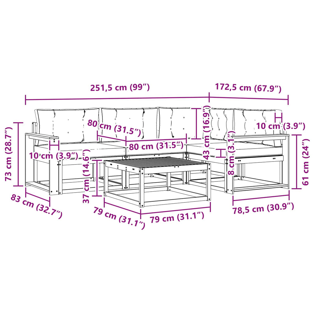 vidaXL Zestaw sof na zewnątrz 5 pcs Biały i Beżowy 79 x 79 x 37 cm