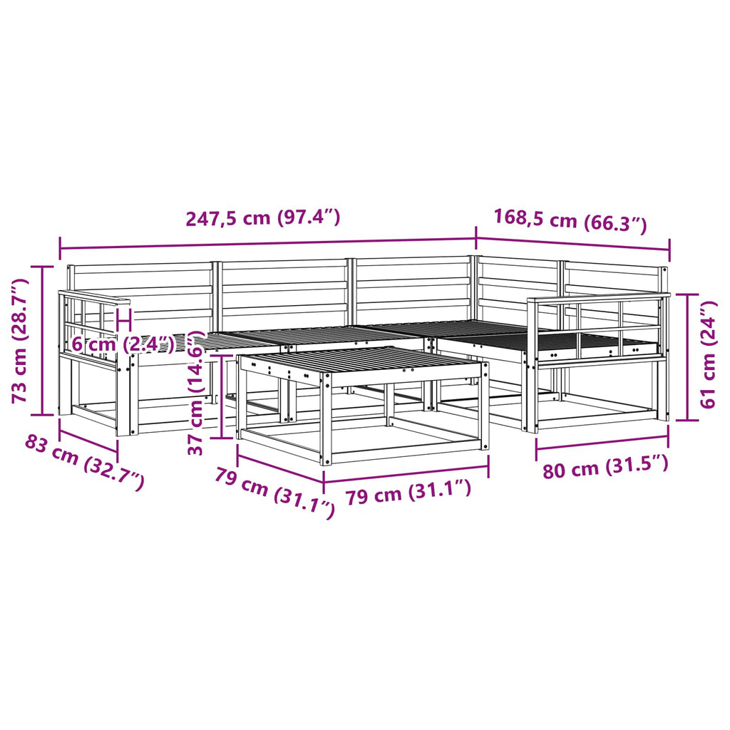 vidaXL Zestaw sof na zewnątrz 5 pcs Biały 79 x 79 x 37 cm
