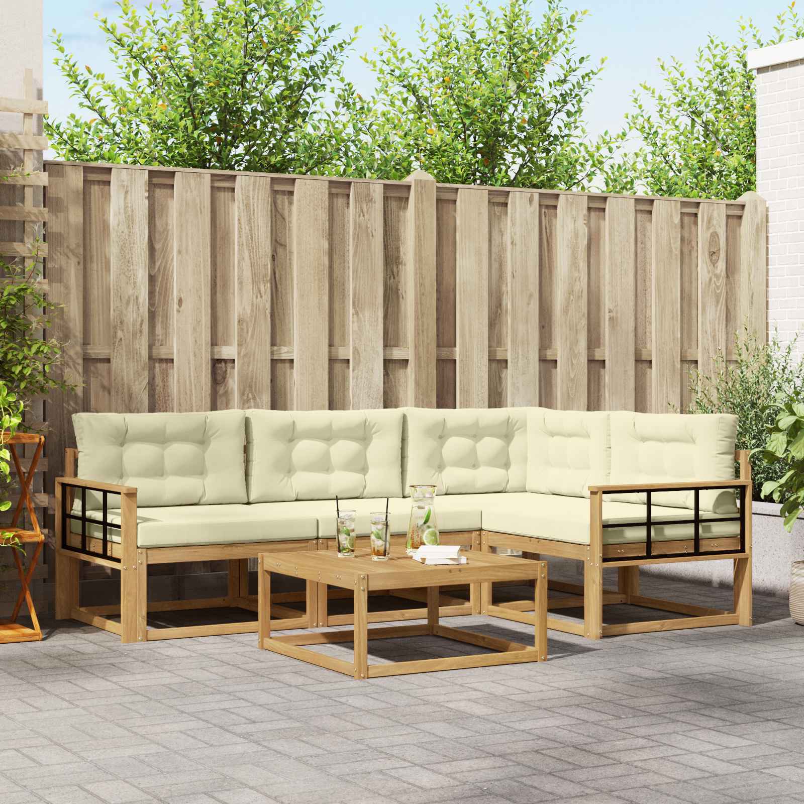 vidaXL Zestaw sof na zewnątrz 5 pcs Biały i kremowy 79 x 79 x 37 cm