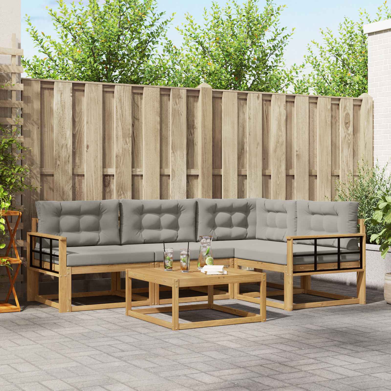 vidaXL Zestaw sof na zewnątrz 5 pcs Biały i jasnoszary 79 x 79 x 37 cm