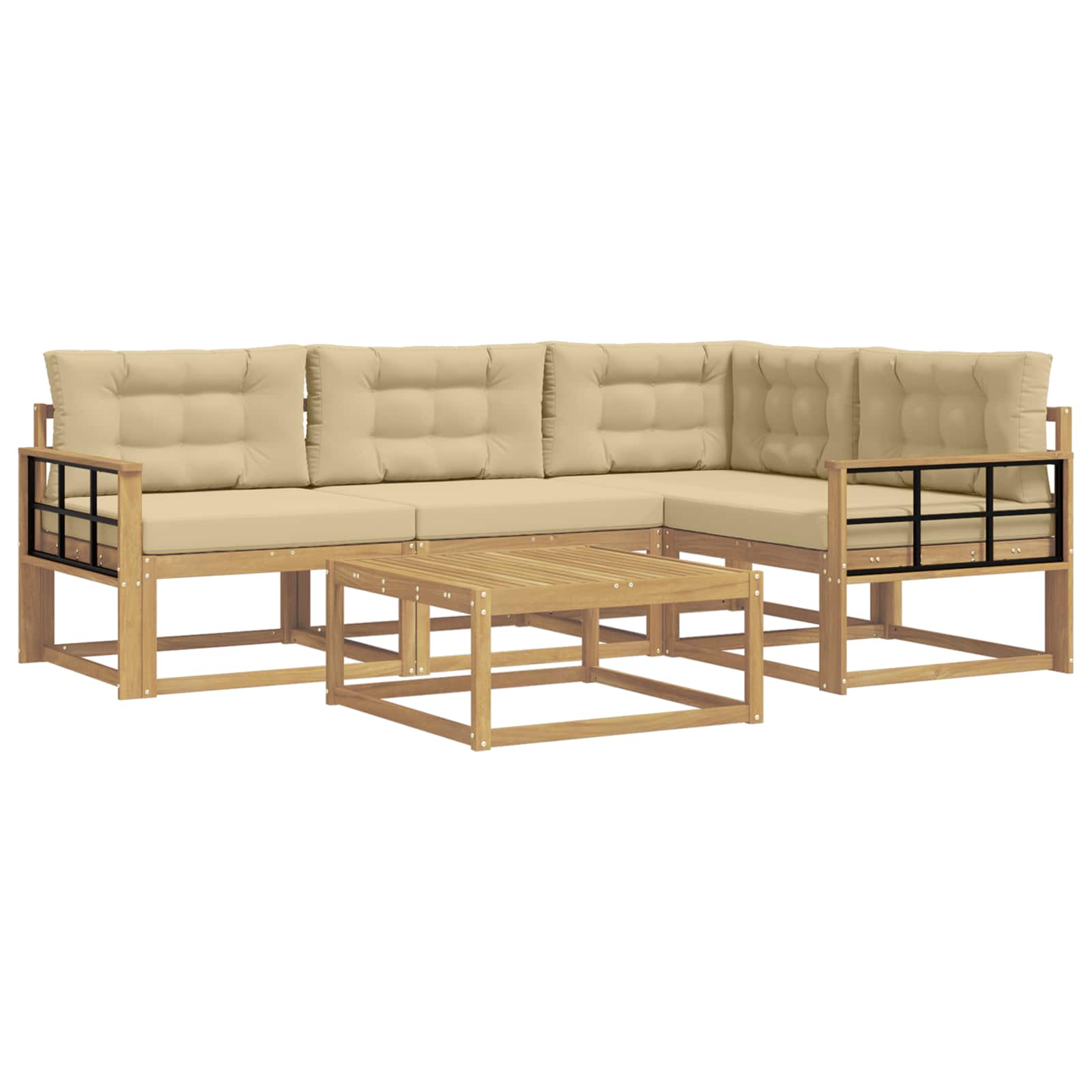 vidaXL Zestaw sof na zewnątrz 5 pcs Biały i Beżowy 79 x 79 x 37 cm