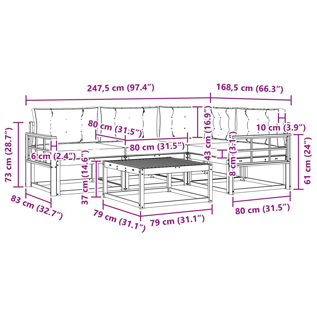 vidaXL Zestaw sof na zewnątrz 5 pcs Biały i Beżowy 79 x 79 x 37 cm