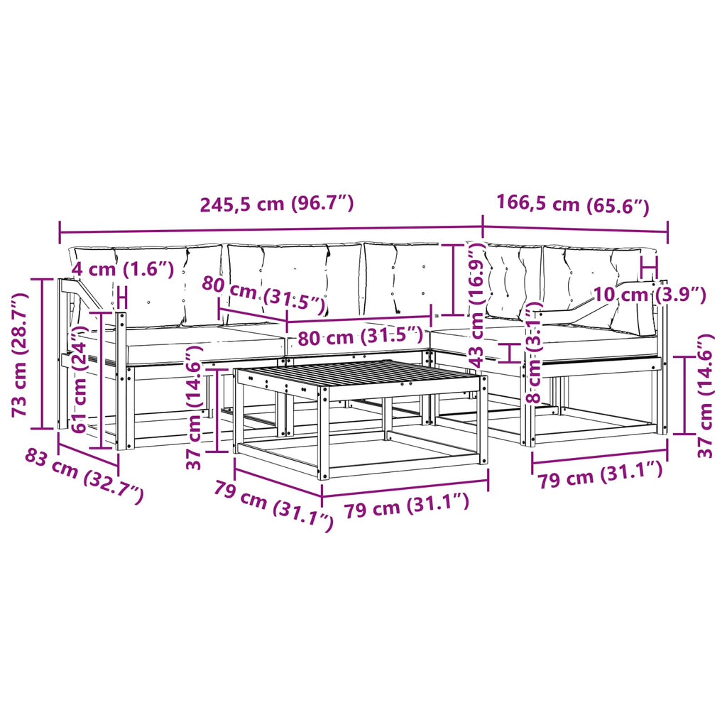 vidaXL Zestaw sof na zewnątrz 5 pcs Biały i kremowy 79 x 79 x 37 cm