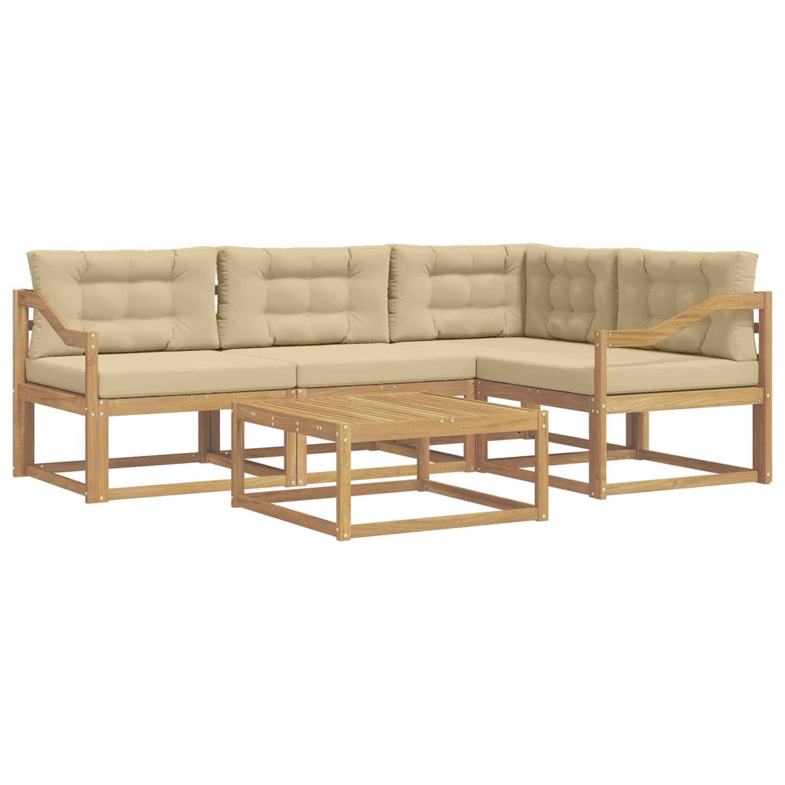 vidaXL Zestaw sof na zewnątrz 5 pcs Biały i Beżowy 79 x 79 x 37 cm
