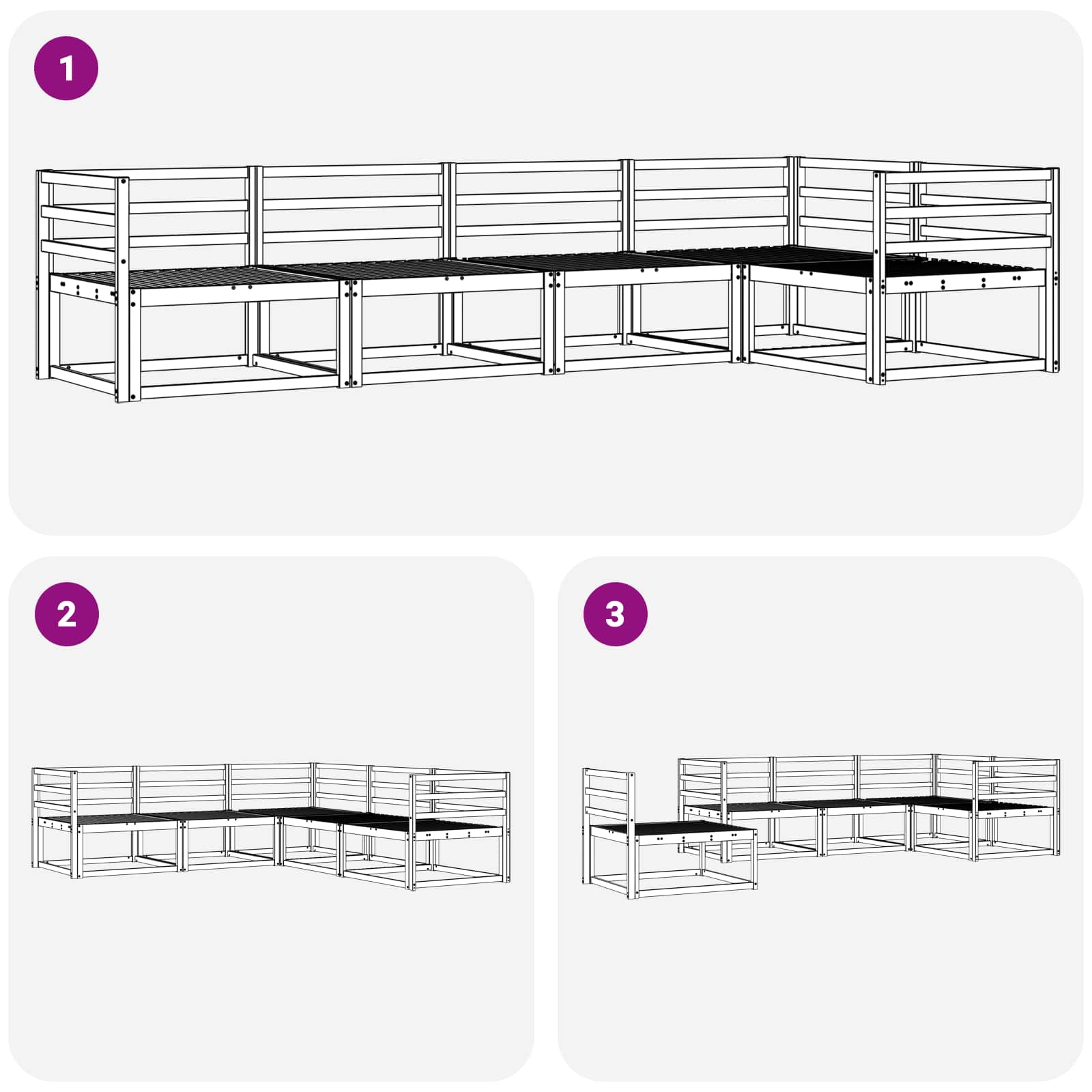 vidaXL Zestaw sof na zewnątrz 5 pcs Biały 325 x 166,5 x 73 cm