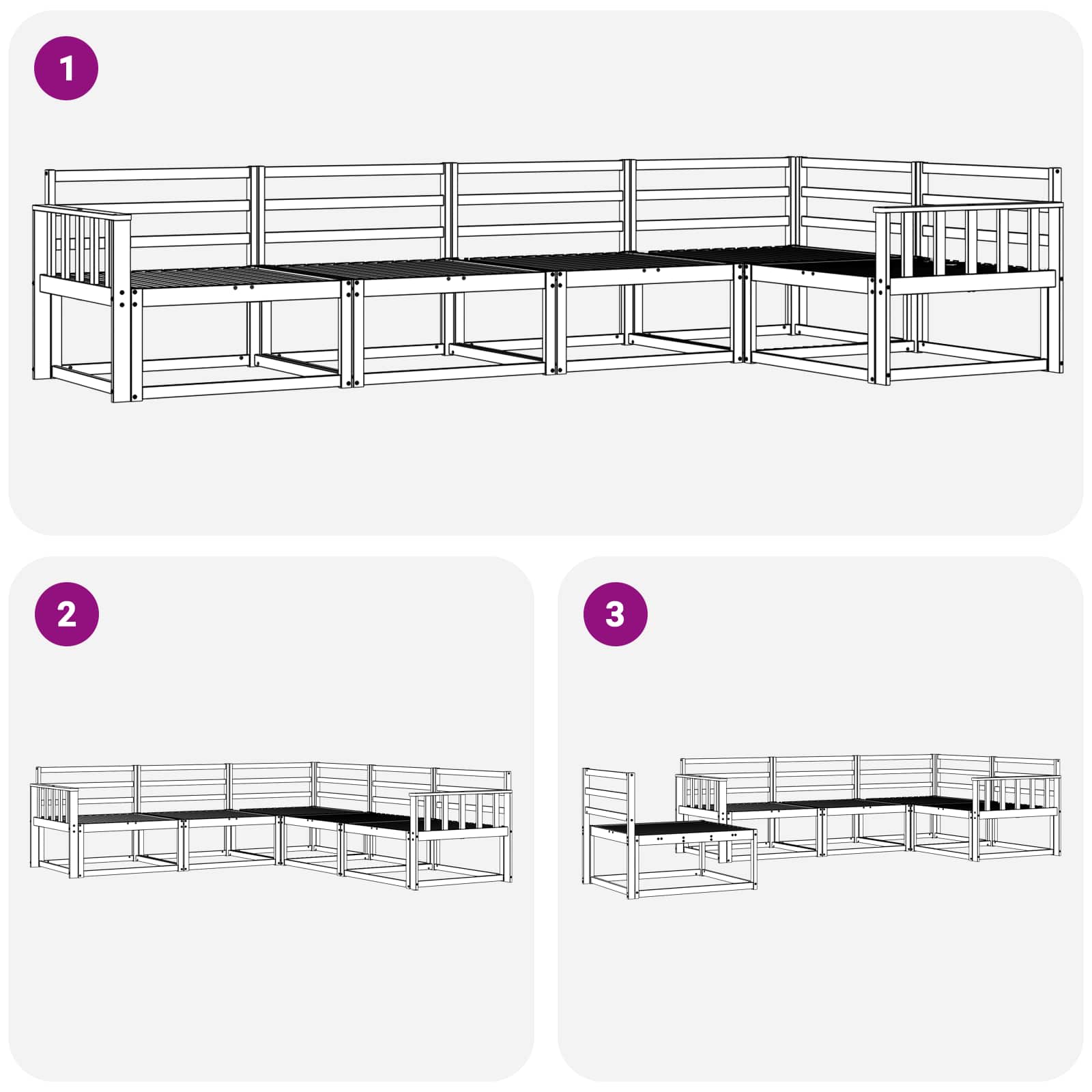 vidaXL Zestaw sof na zewnątrz 5 pcs Biały 327 x 168,5 x 73 cm