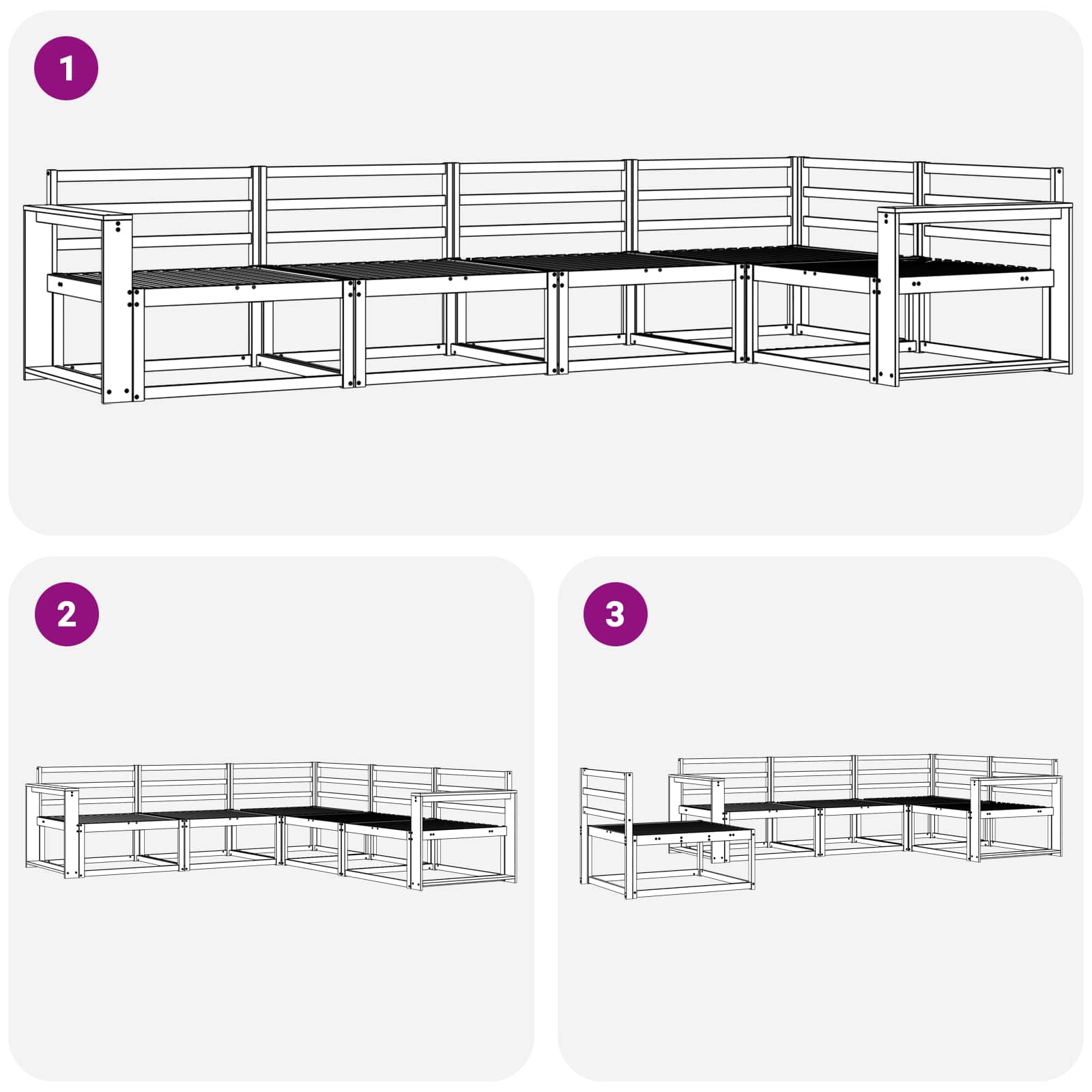 vidaXL Zestaw sof na zewnątrz 5 pcs Biały Lite Drewno Akacji