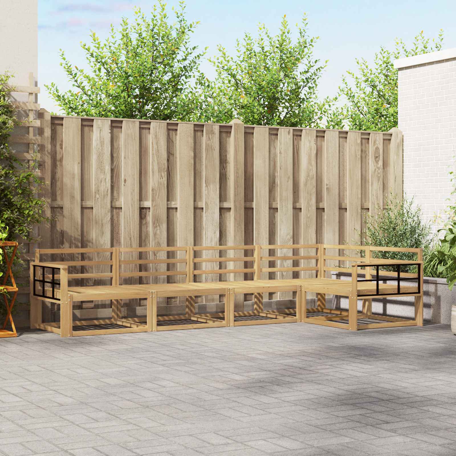 vidaXL Zestaw sof na zewnątrz 5 pcs Biały 327 x 168,5 x 73 cm