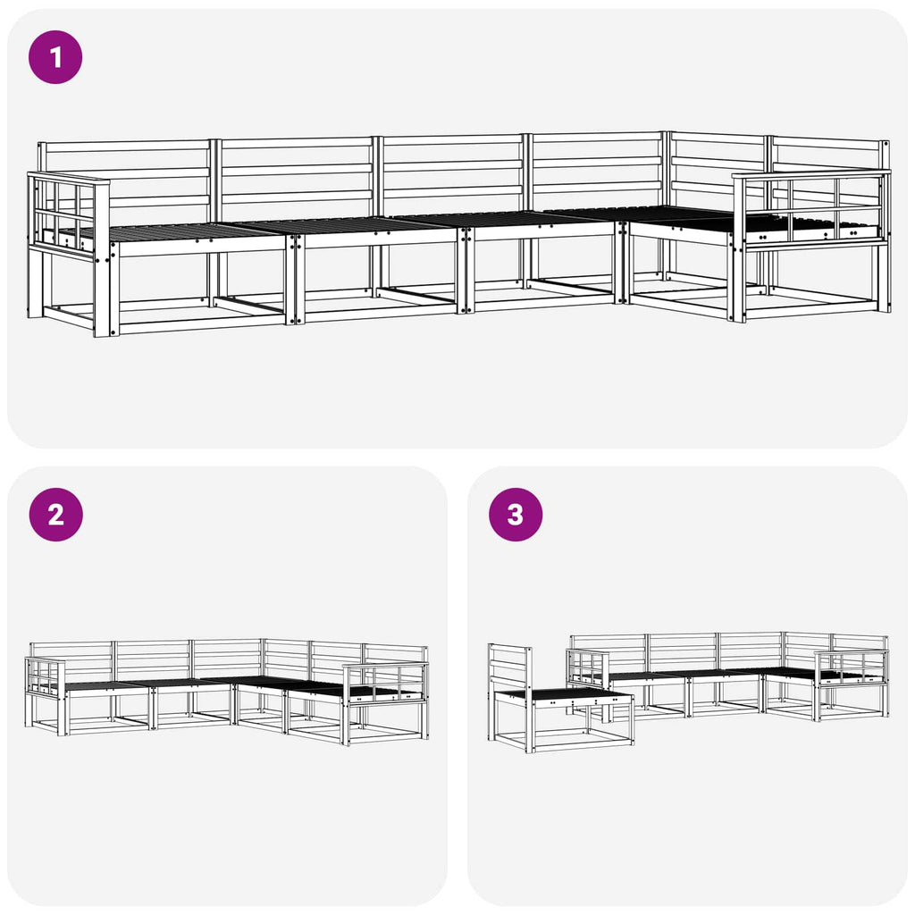 vidaXL Zestaw sof na zewnątrz 5 pcs Biały 327 x 168,5 x 73 cm