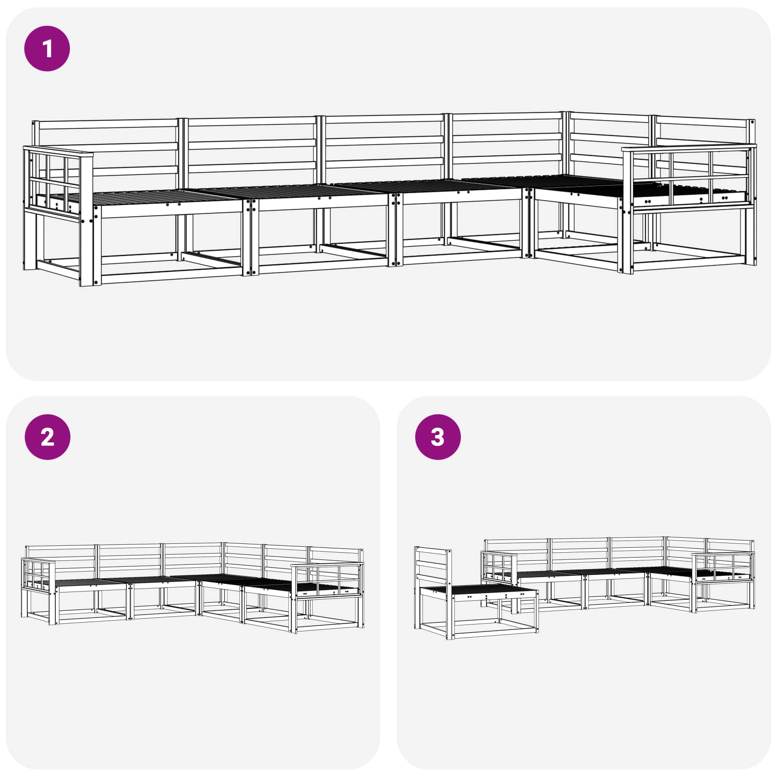vidaXL Zestaw sof na zewnątrz 5 pcs Biały 327 x 168,5 x 73 cm
