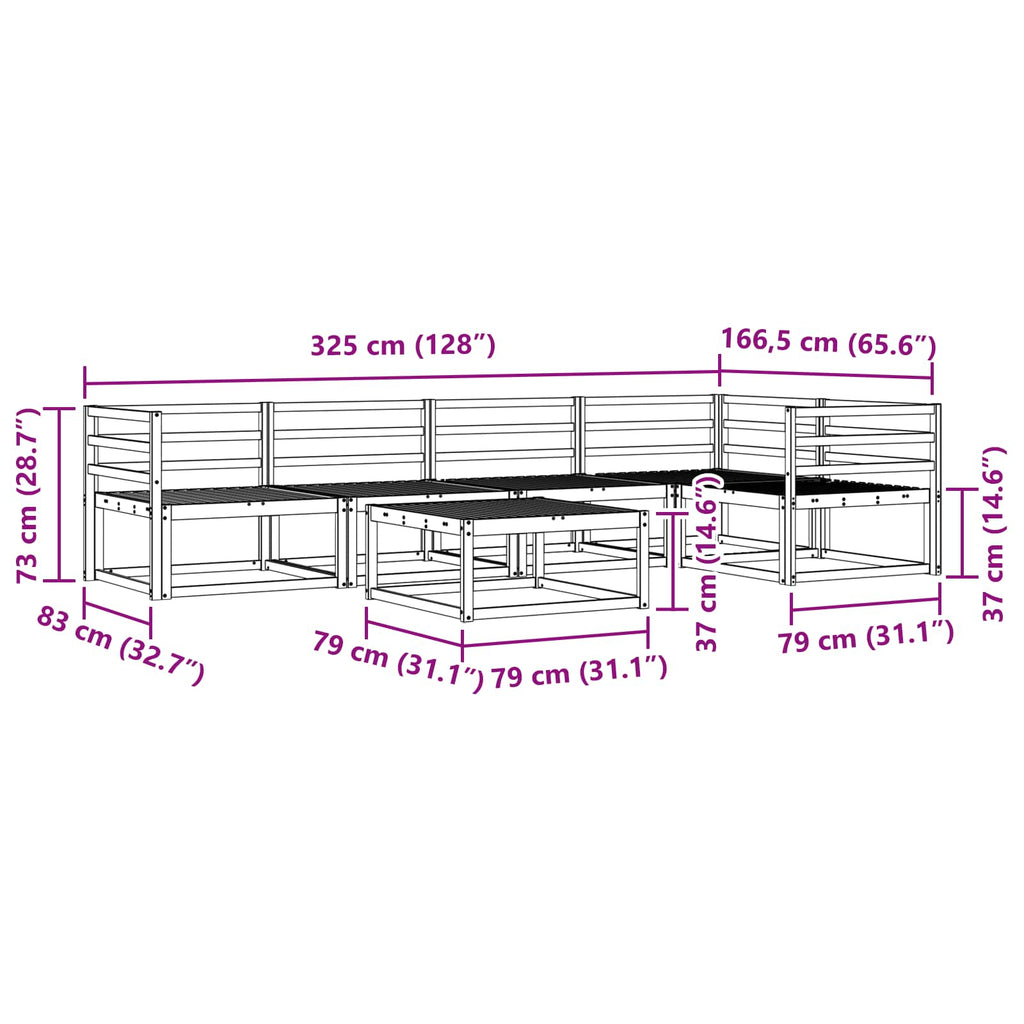 vidaXL Zestaw sof na zewnątrz 6 pcs Biały 79 x 79 x 37 cm