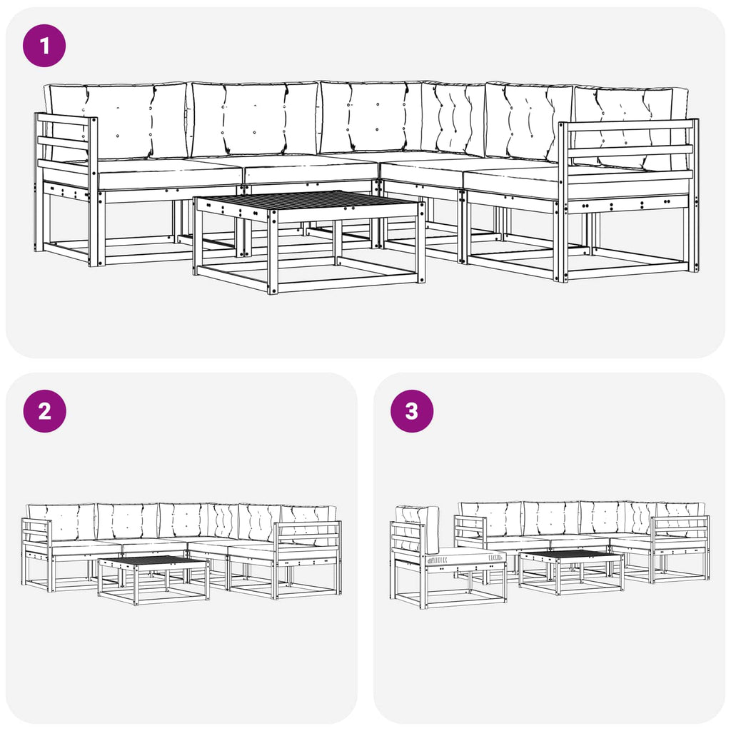 vidaXL Zestaw sof na zewnątrz 6 pcs Biały i Beżowy 79 x 79 x 37 cm
