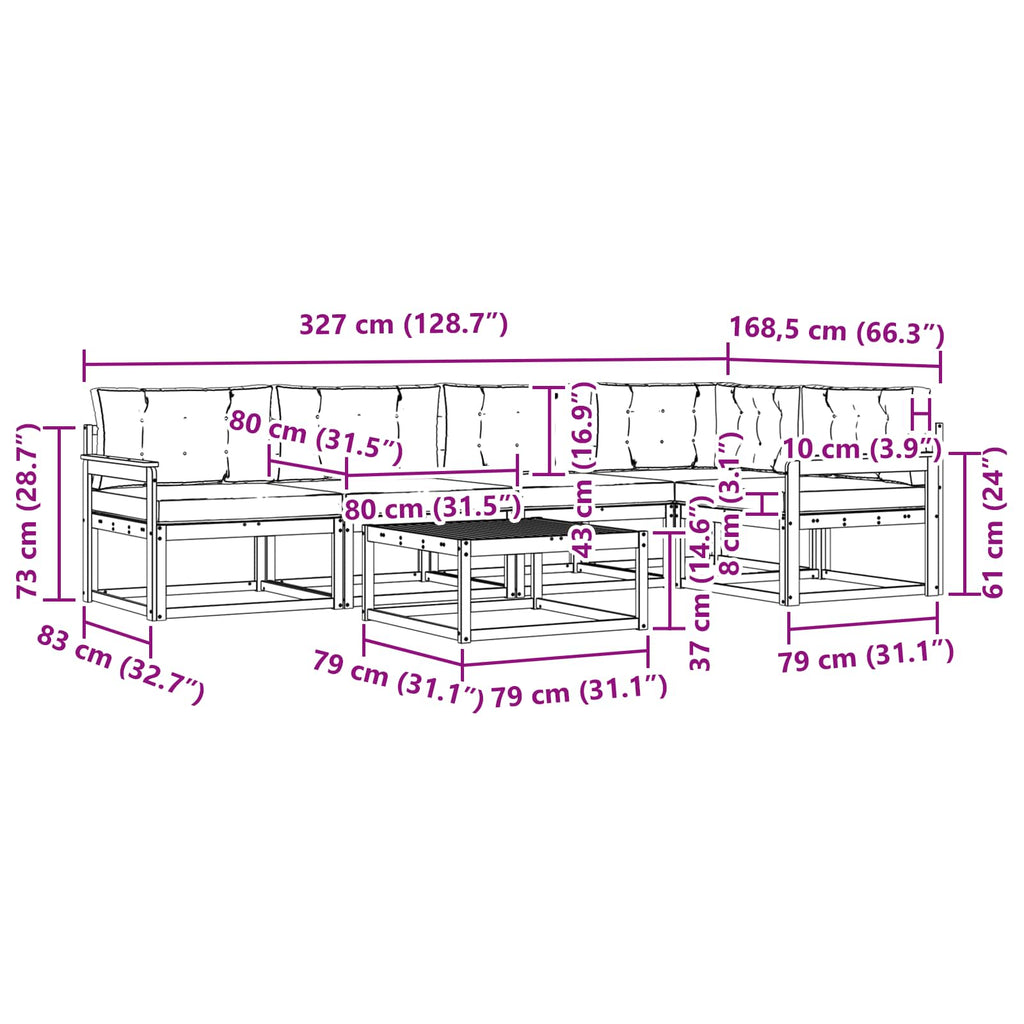 vidaXL Zestaw sof na zewnątrz 6 pcs Biały i jasnoszary 79 x 79 x 37 cm
