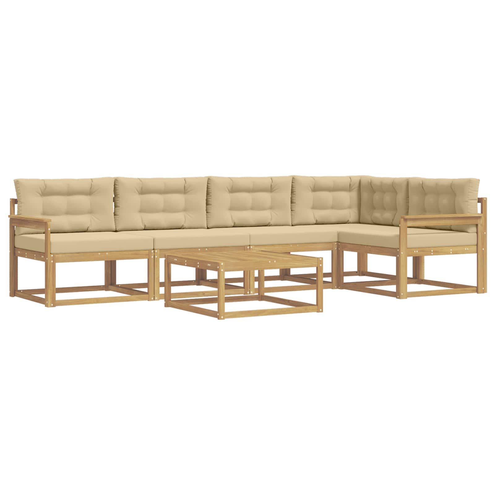 vidaXL Zestaw sof na zewnątrz 6 pcs Biały i Beżowy 79 x 79 x 37 cm