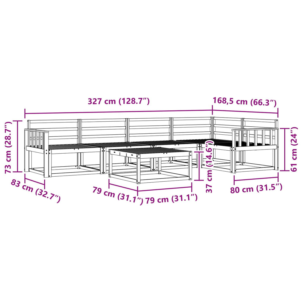 vidaXL Zestaw sof na zewnątrz 6 pcs Biały 79 x 79 x 37 cm