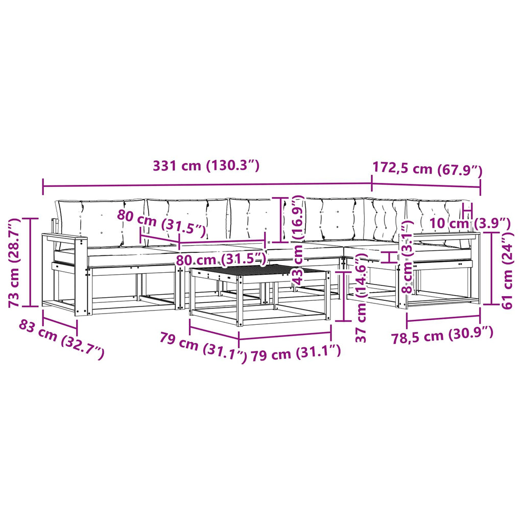 vidaXL Zestaw sof na zewnątrz 6 pcs Biały i Beżowy 79 x 79 x 37 cm