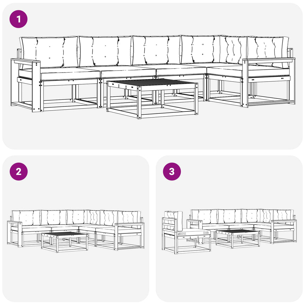 vidaXL Zestaw sof na zewnątrz 6 pcs Biały i Beżowy 79 x 79 x 37 cm