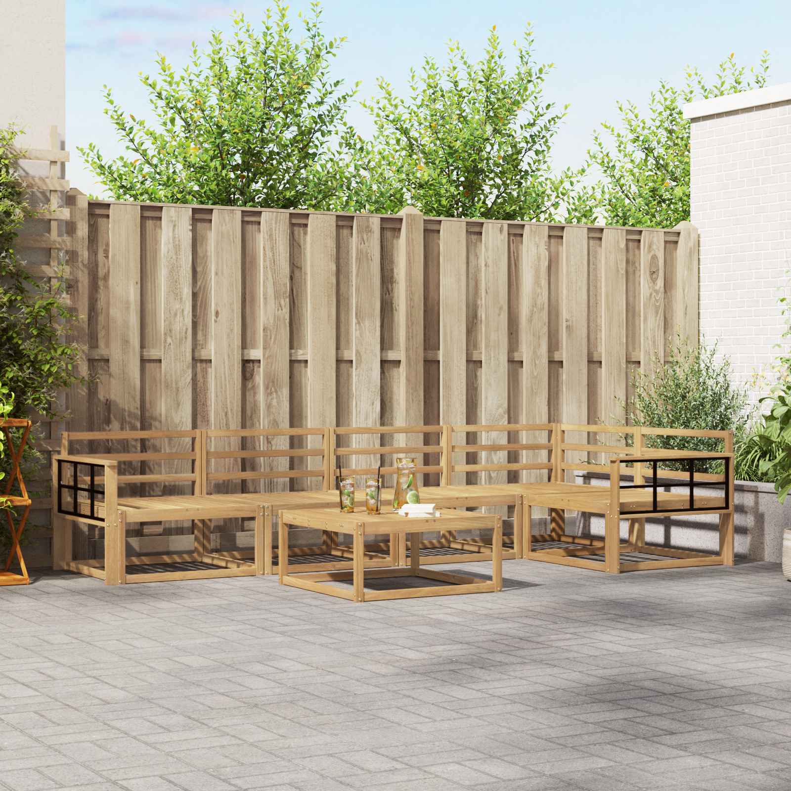 vidaXL Zestaw sof na zewnątrz 6 pcs Biały 79 x 79 x 37 cm