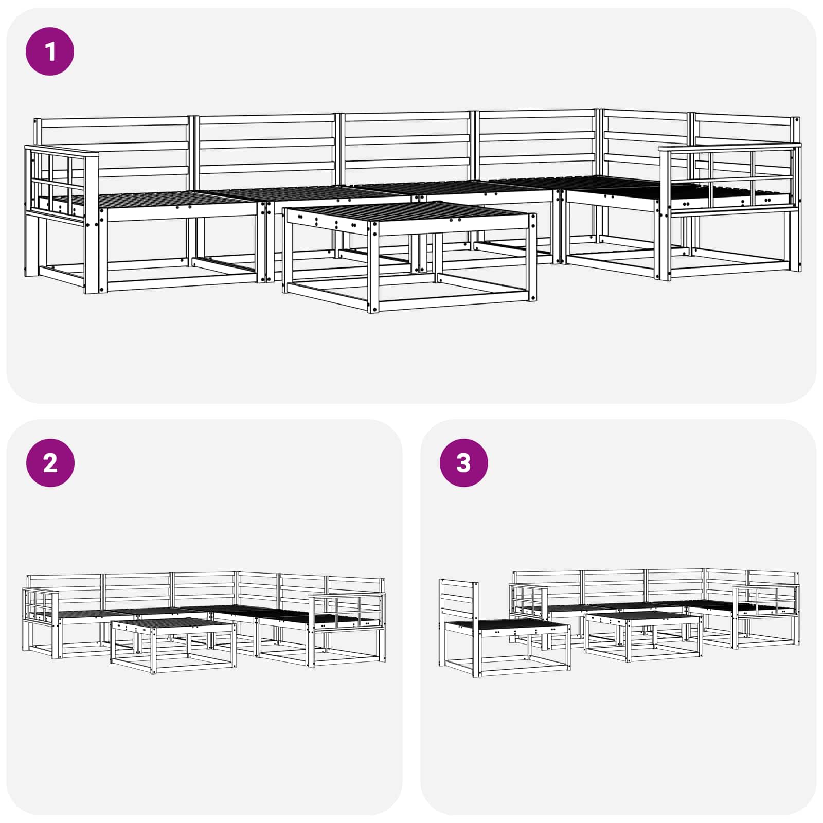 vidaXL Zestaw sof na zewnątrz 6 pcs Biały 79 x 79 x 37 cm