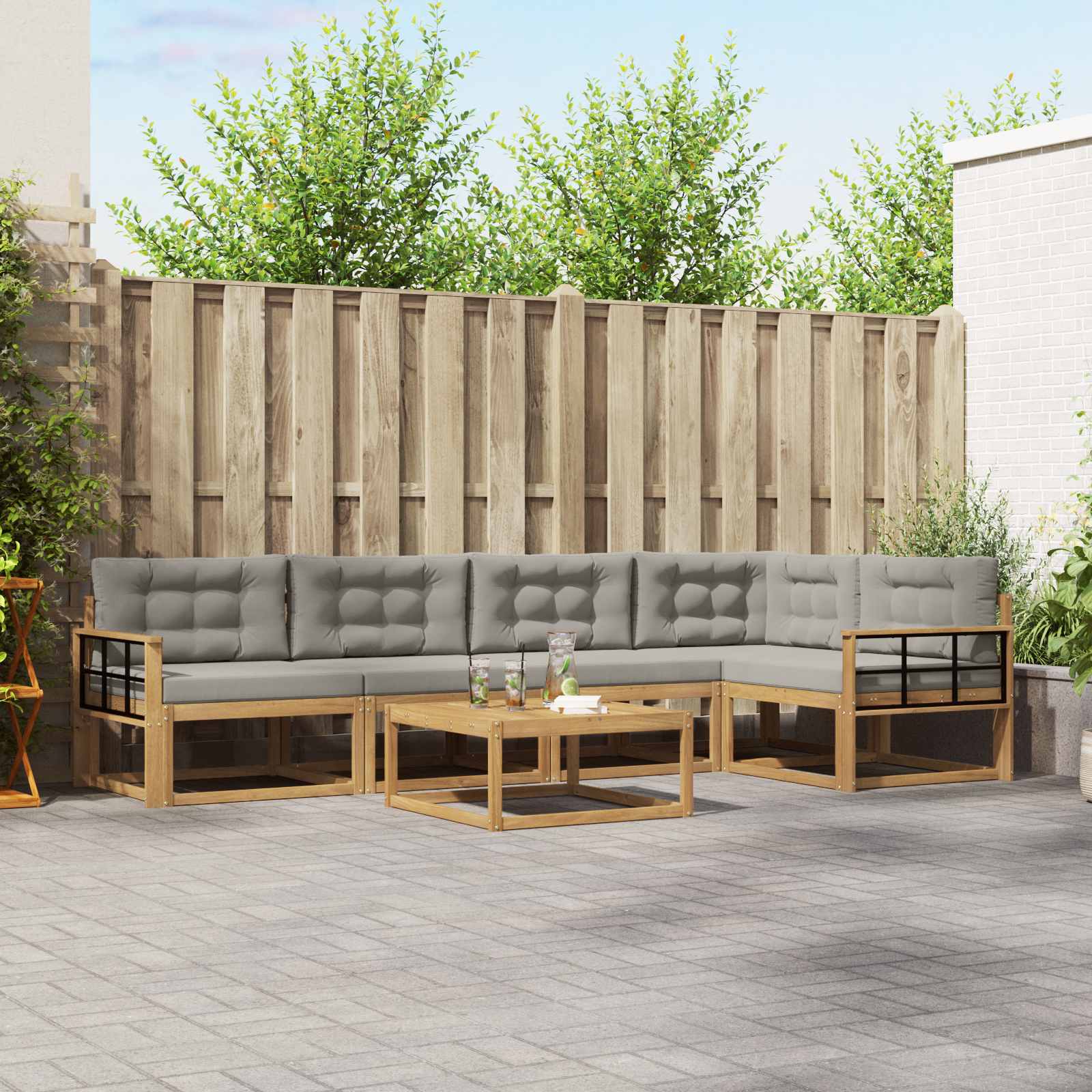vidaXL Zestaw sof na zewnątrz 6 pcs Biały i jasnoszary 79 x 79 x 37 cm