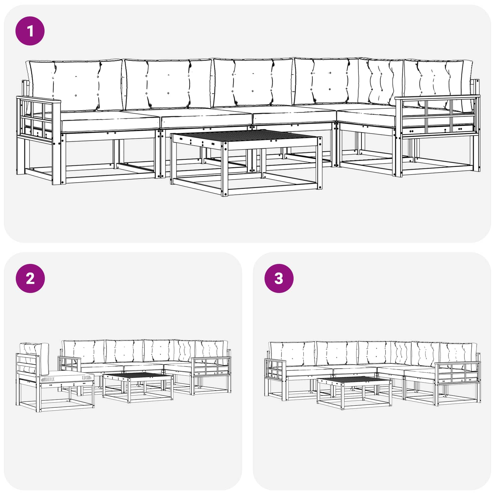 vidaXL Zestaw sof na zewnątrz 6 pcs Biały i jasnoszary 79 x 79 x 37 cm