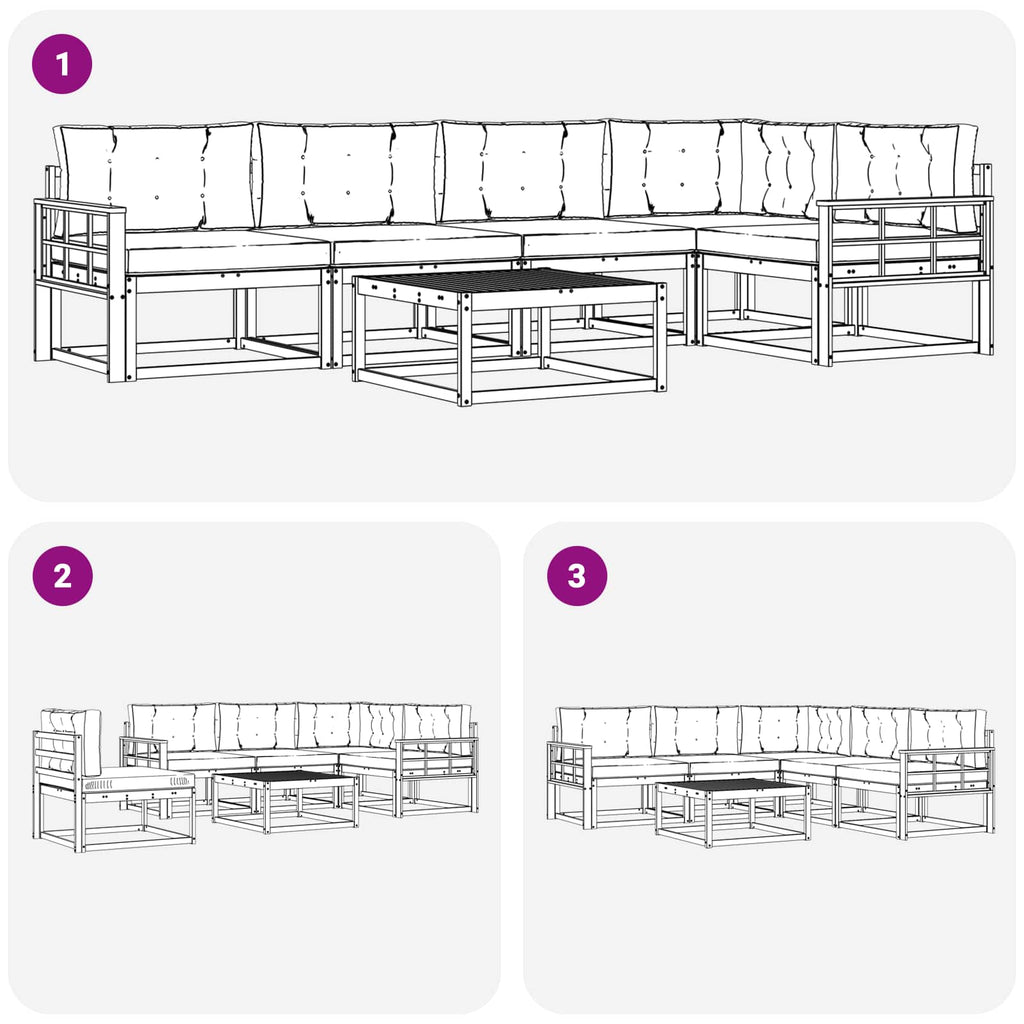 vidaXL Zestaw sof na zewnątrz 6 pcs Biały i Beżowy 79 x 79 x 37 cm