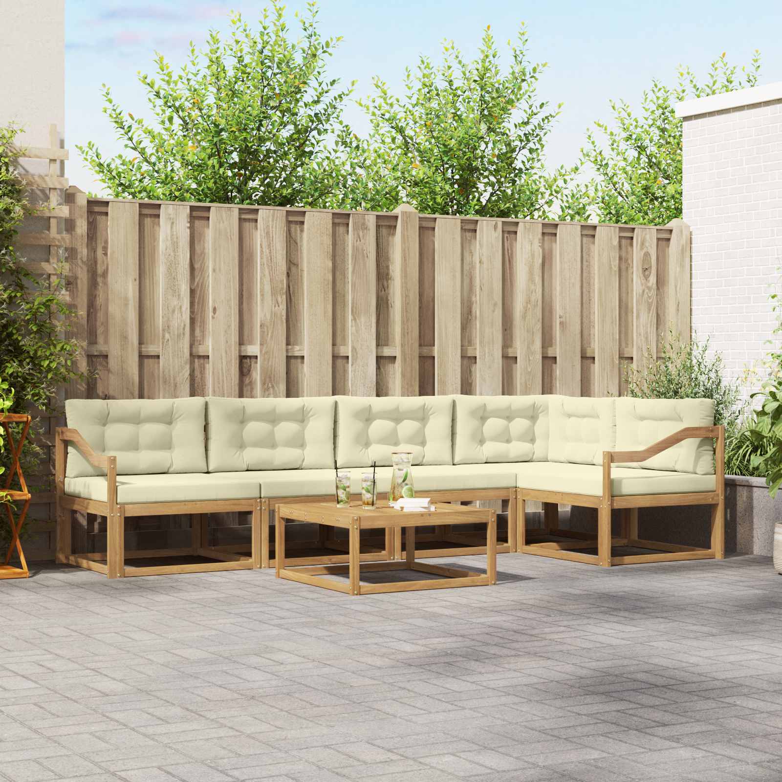 vidaXL Zestaw sof na zewnątrz 6 pcs Biały i kremowy 79 x 79 x 37 cm