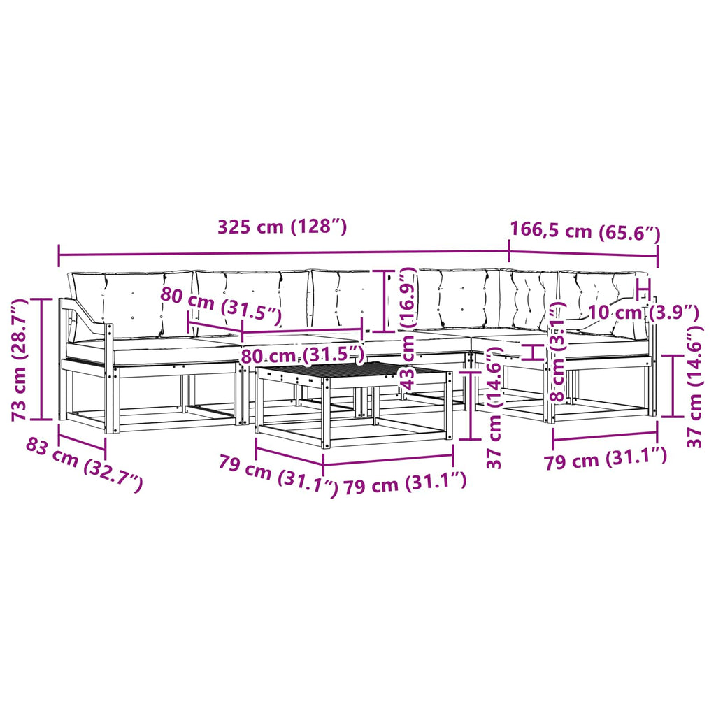 vidaXL Zestaw sof na zewnątrz 6 pcs Biały i antracyt 79 x 79 x 37 cm