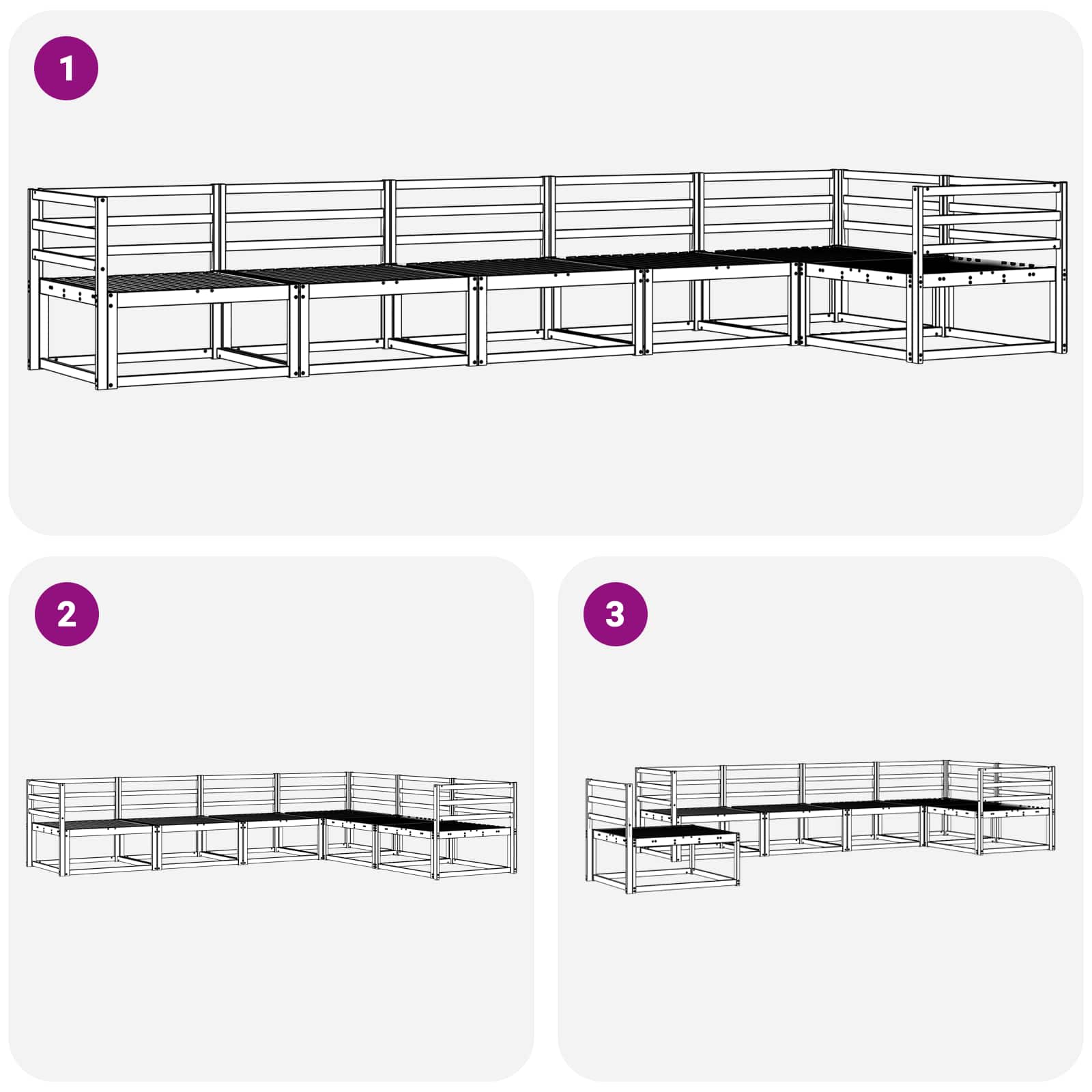 vidaXL Zestaw sof na zewnątrz 6 pcs Biały 404 x 166,5 x 73 cm