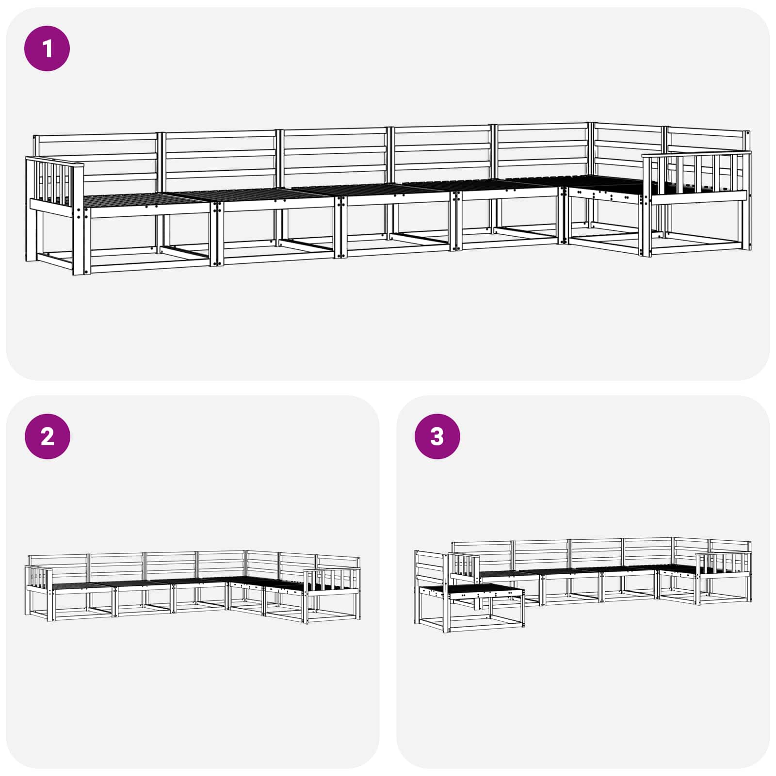 vidaXL Zestaw sof na zewnątrz 6 pcs Biały 406 x 168,5 x 73 cm