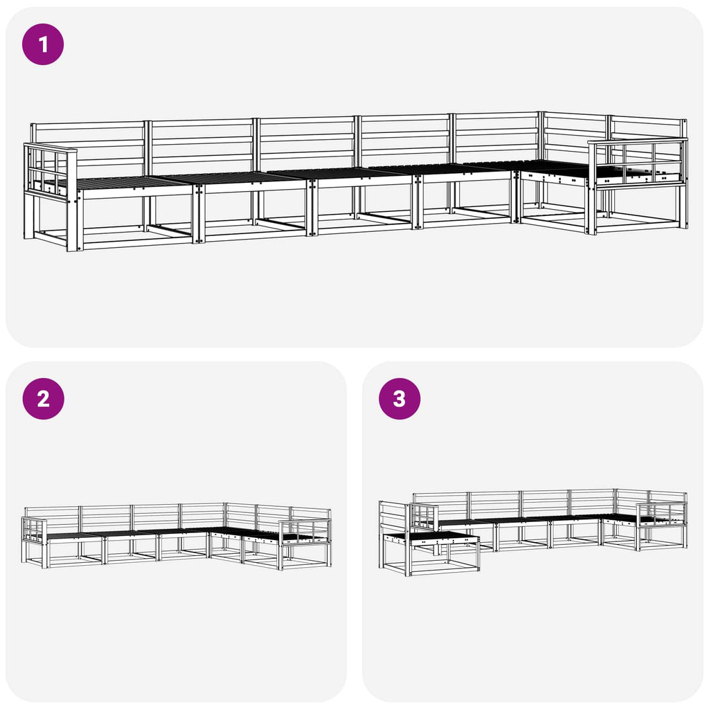 vidaXL Zestaw sof na zewnątrz 6 pcs Biały 406 x 168,5 x 73 cm