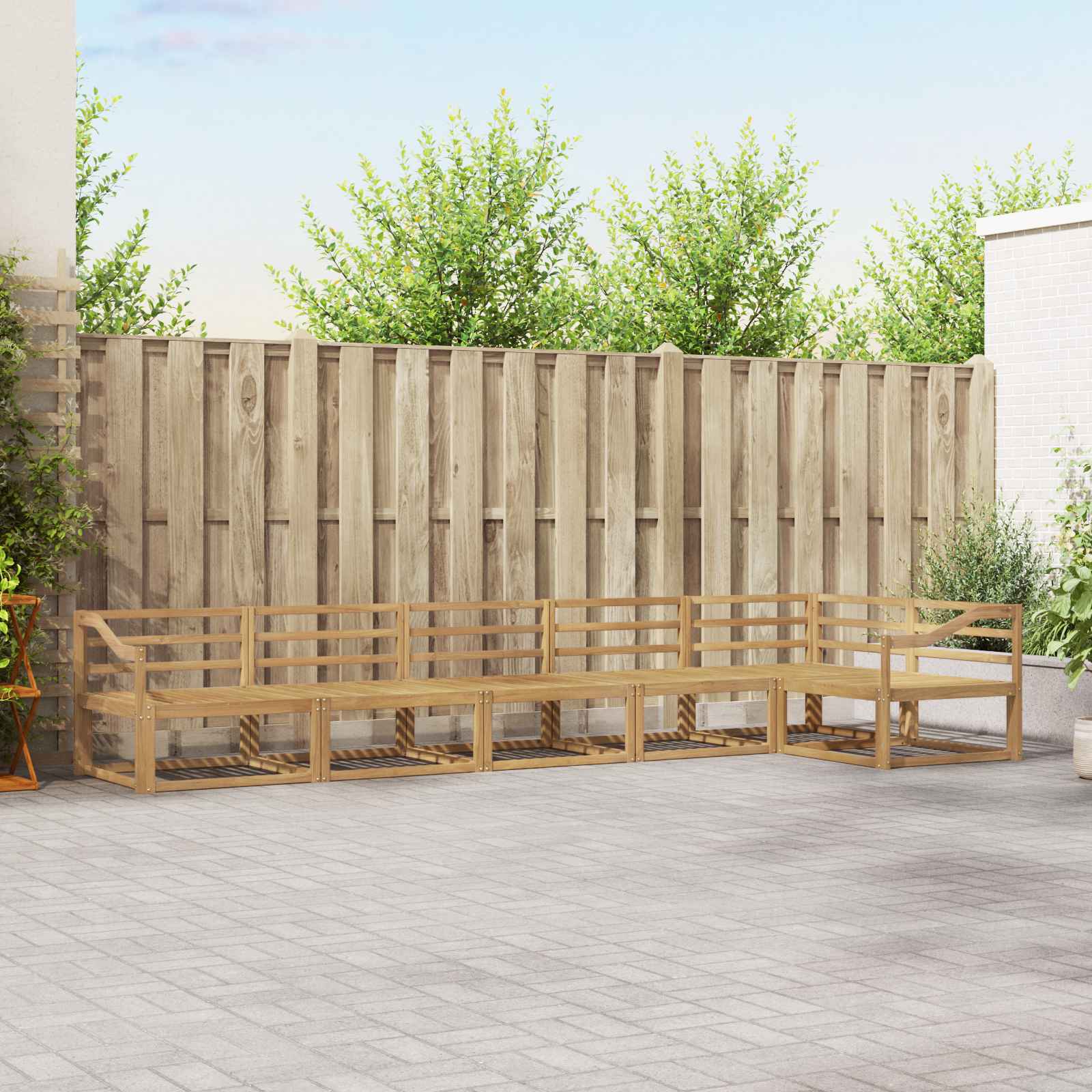 vidaXL Zestaw sof na zewnątrz 6 pcs Biały 404 x 166,5 x 73 cm