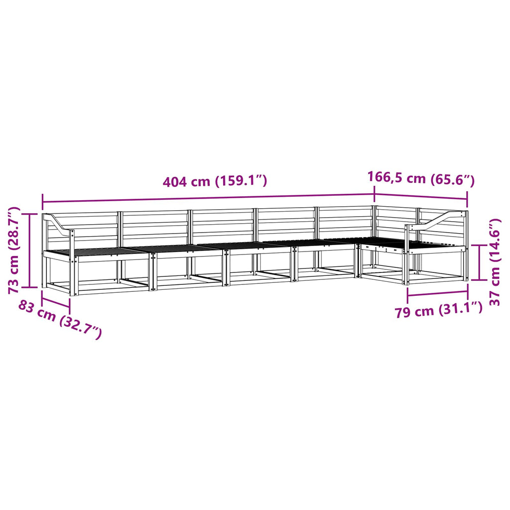 vidaXL Zestaw sof na zewnątrz 6 pcs Biały 404 x 166,5 x 73 cm