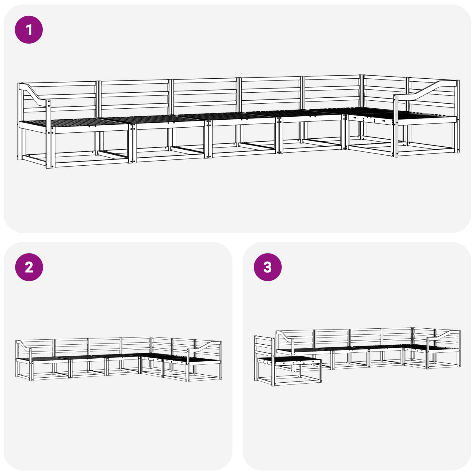 vidaXL Zestaw sof na zewnątrz 6 pcs Biały 404 x 166,5 x 73 cm