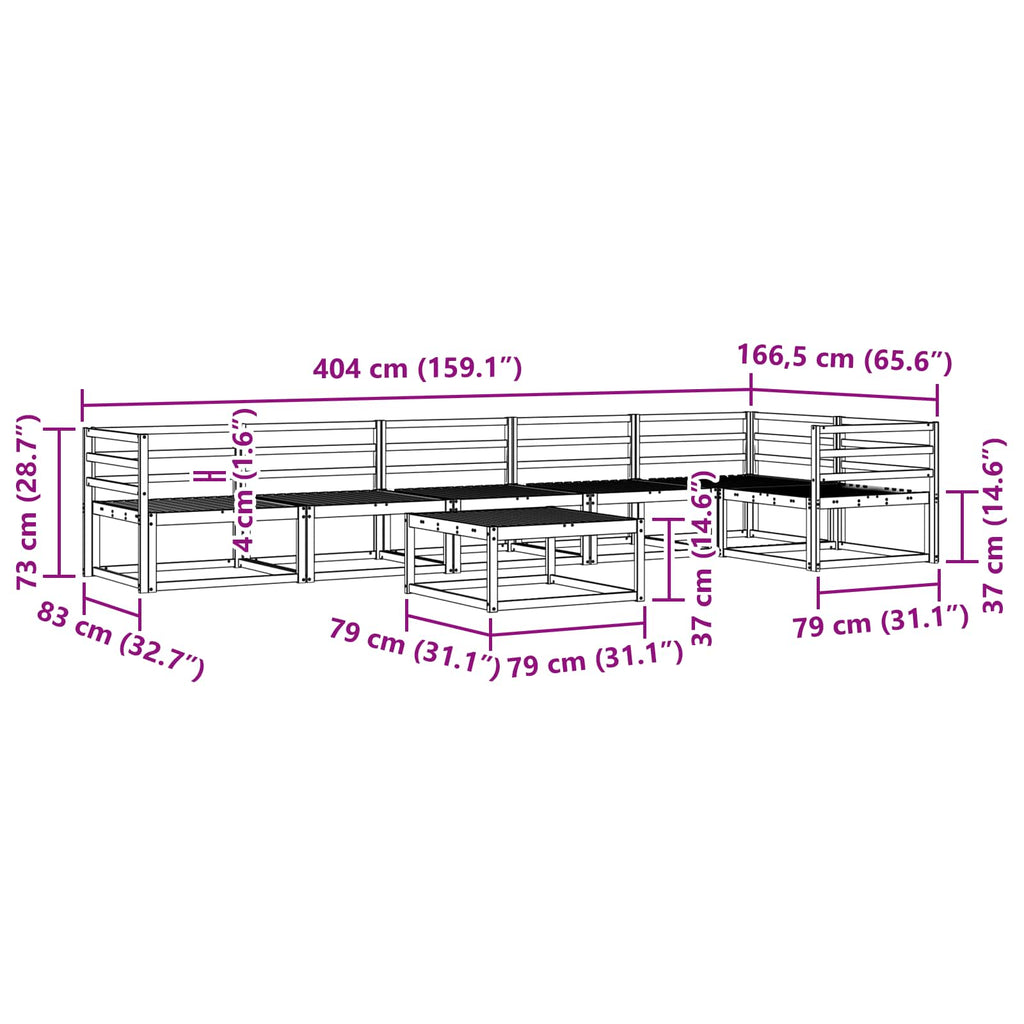 vidaXL Zestaw sof na zewnątrz 7 pcs Biały 79 x 79 x 37 cm