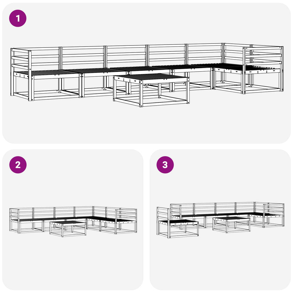 vidaXL Zestaw sof na zewnątrz 7 pcs Biały 79 x 79 x 37 cm