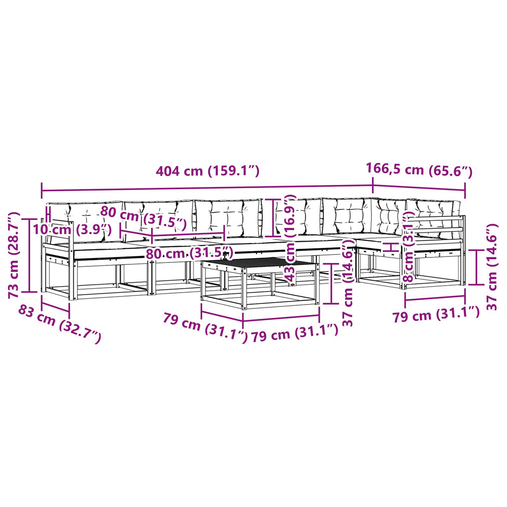 vidaXL Zestaw sof na zewnątrz 7 pcs Biały i kremowy 79 x 79 x 37 cm