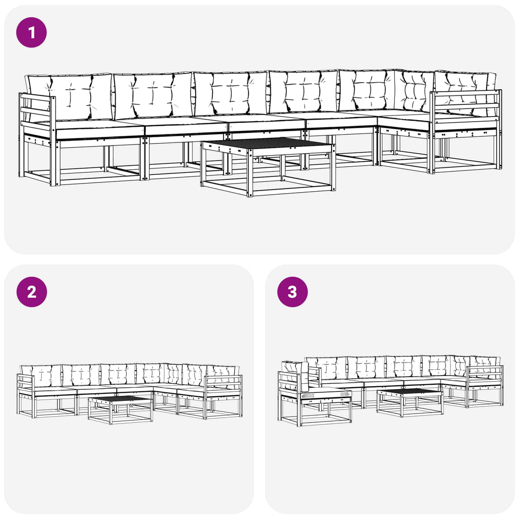 vidaXL Zestaw sof na zewnątrz 7 pcs Biały i kremowy 79 x 79 x 37 cm