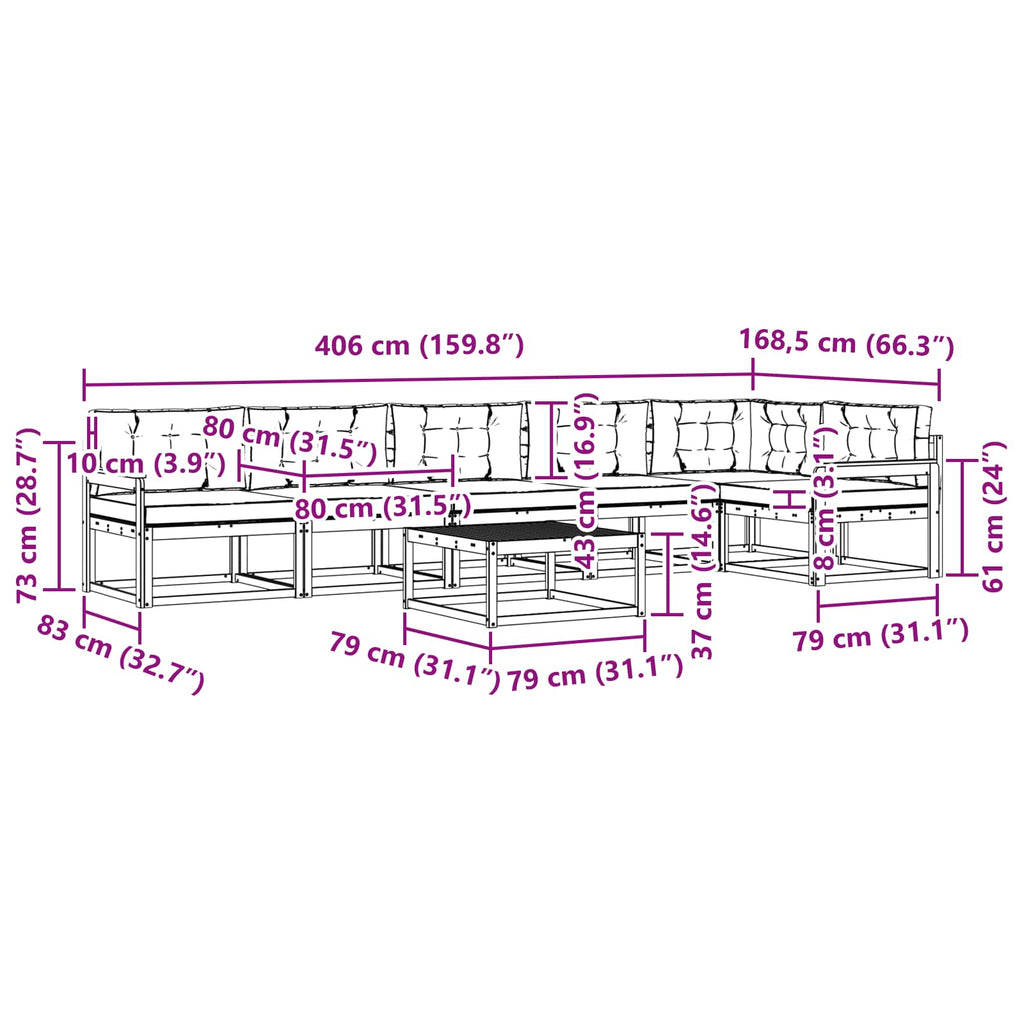 vidaXL Zestaw sof na zewnątrz 7 pcs Biały i jasnoszary 79 x 79 x 37 cm