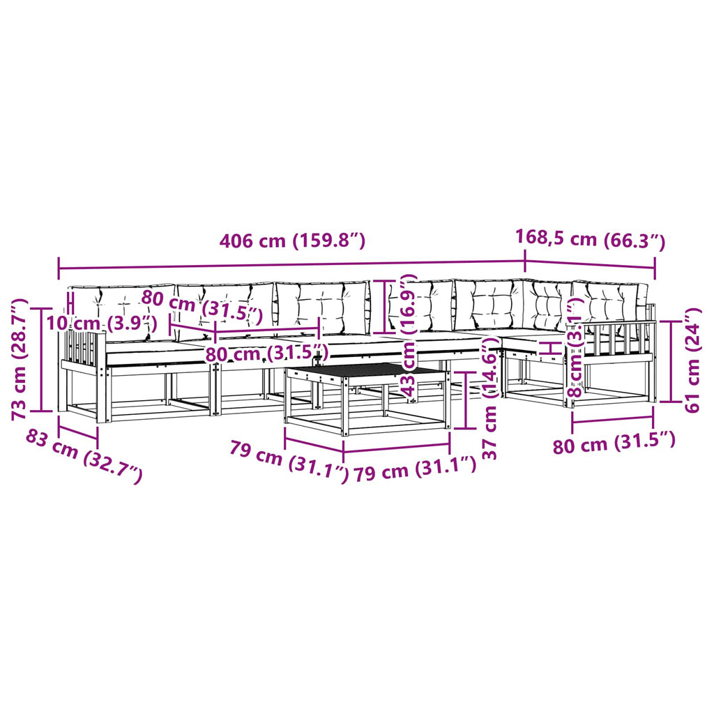 vidaXL Zestaw sof na zewnątrz 7 pcs Biały i jasnoszary 79 x 79 x 37 cm