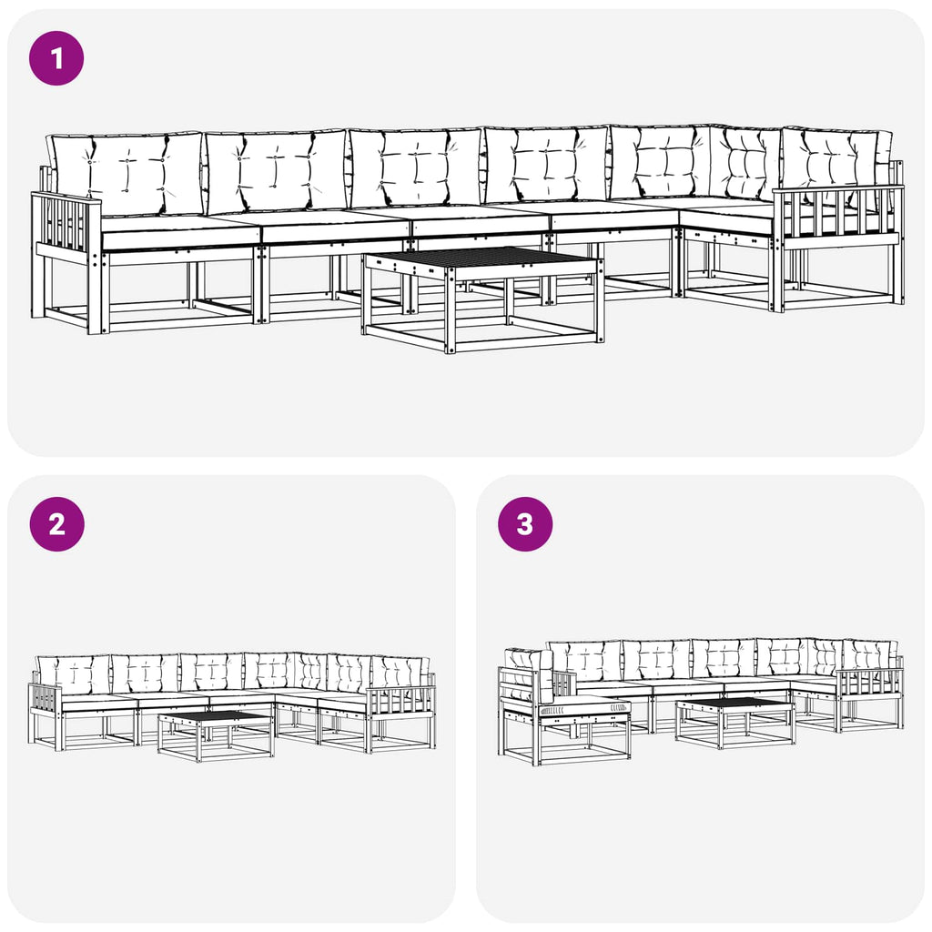 vidaXL Zestaw sof na zewnątrz 7 pcs Biały i Beżowy 79 x 79 x 37 cm