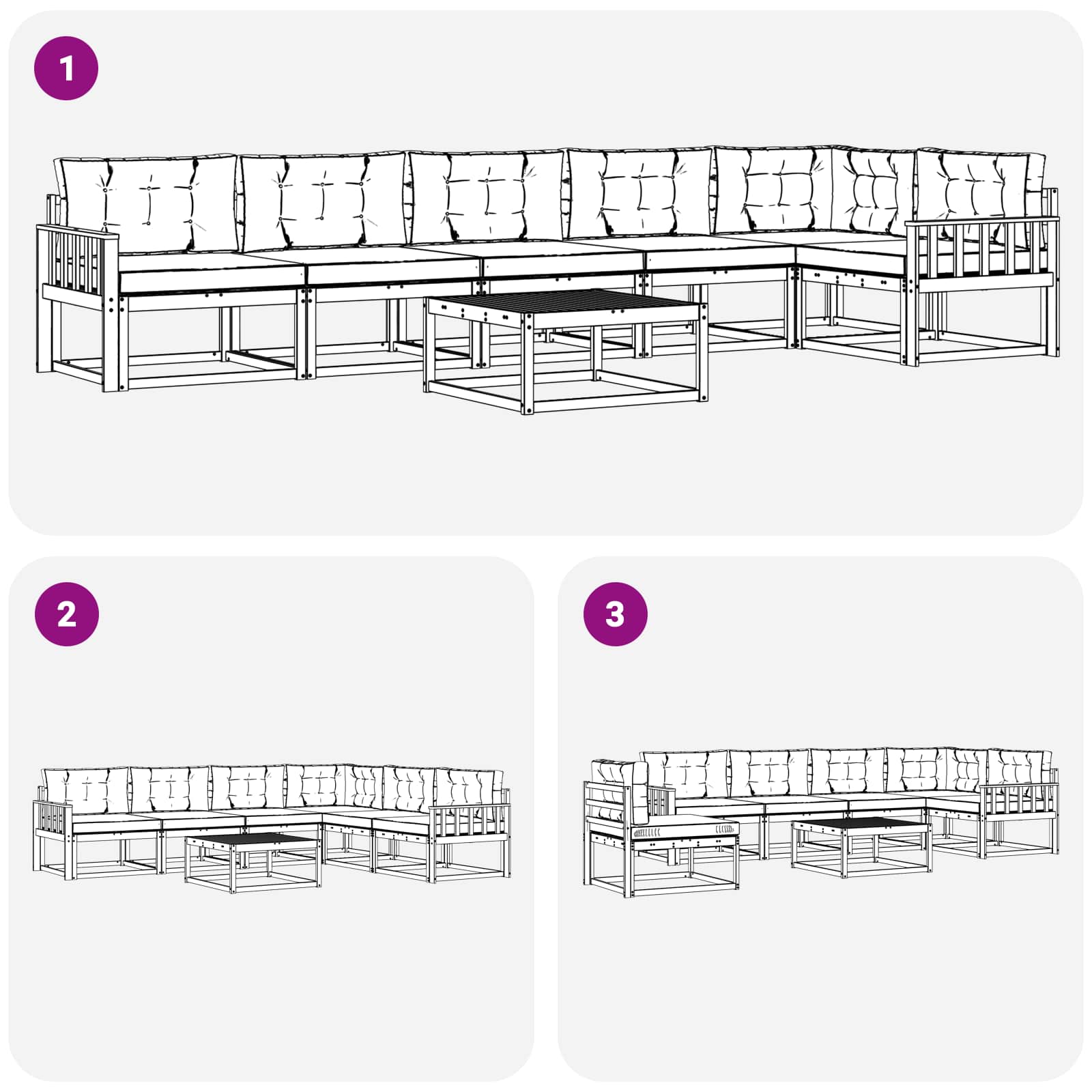 vidaXL Zestaw sof na zewnątrz 7 pcs Biały i Beżowy 79 x 79 x 37 cm