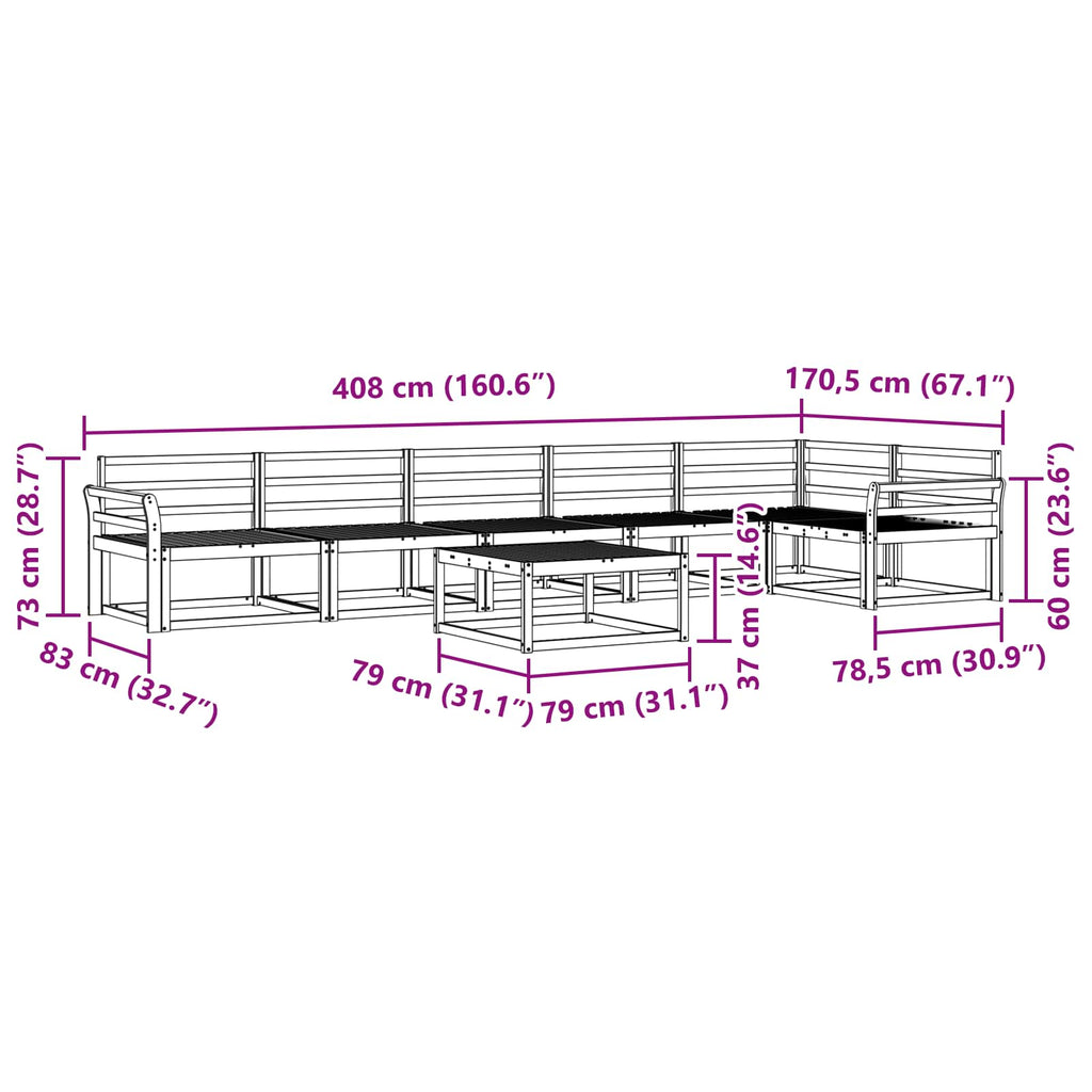 vidaXL Zestaw sof na zewnątrz 7 pcs Biały 79 x 79 x 37 cm